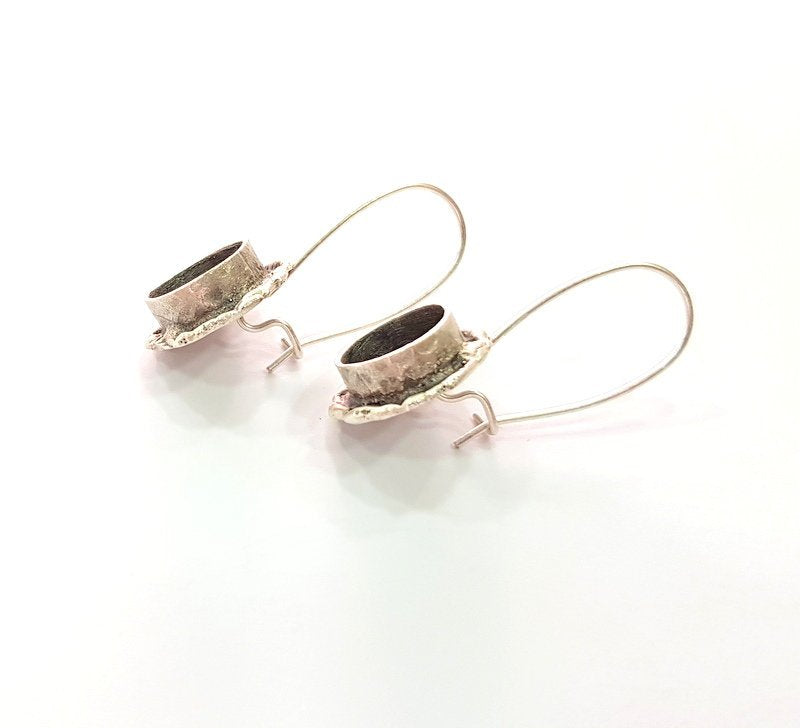 Earring Blank Base Settings Silver Resin Blank Cabochon Base inlay Blank Mountings Antique Silver Plated Brass (10mm blank) 1 Set  G14419