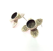 Earring Blank Base Settings Silver Resin Blank Cabochon Base inlay Blank Mountings Antique Silver Plated Brass (10mm blank) 1 Set  G14420