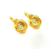 Earring Blank Base Settings Gold Resin Blank Cabochon Bases inlay Blank Mountings Matte Gold Plated Brass (10mm blank ) 1 Set  G14421