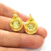 Earring Blank Base Settings Gold Resin Blank Cabochon Bases inlay Blank Mountings Matte Gold Plated Brass (10mm blank ) 1 Set  G14421