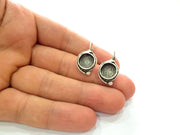 Earring Blank Base Settings Silver Resin Blank Cabochon Base inlay Blank Mountings Antique Silver Plated Brass (10mm blank) 1 Set  G14422