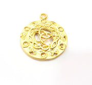 Gold Round Pendant Gold Plated Metal (36mm)  G15368