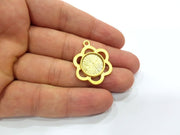 2 Flower Charm Blank Cabochon Blank Base Mountings Gold Plated Metal (25mm)  G15370