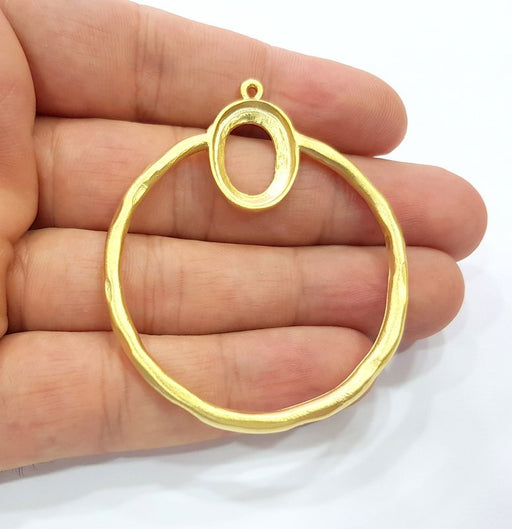 Gold Circle Pendant Blank Base Mountings Gold Plated Metal (50mm)  G15375