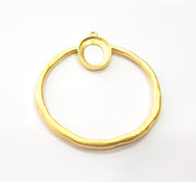 Gold Circle Pendant Blank Base Mountings Gold Plated Metal (50mm)  G15375