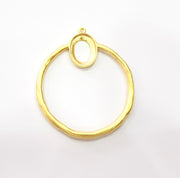 Gold Circle Pendant Blank Base Mountings Gold Plated Metal (50mm)  G15375