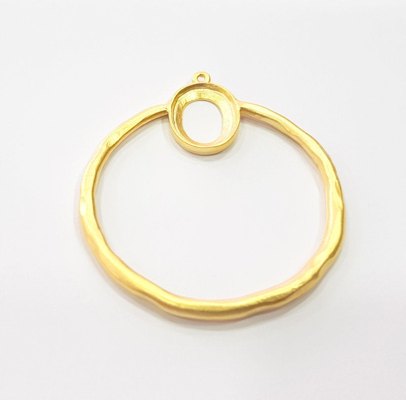 Gold Circle Pendant Blank Base Mountings Gold Plated Metal (50mm)  G15375