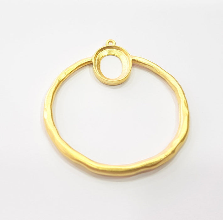 Gold Circle Pendant Blank Base Mountings Gold Plated Metal (50mm)  G15375