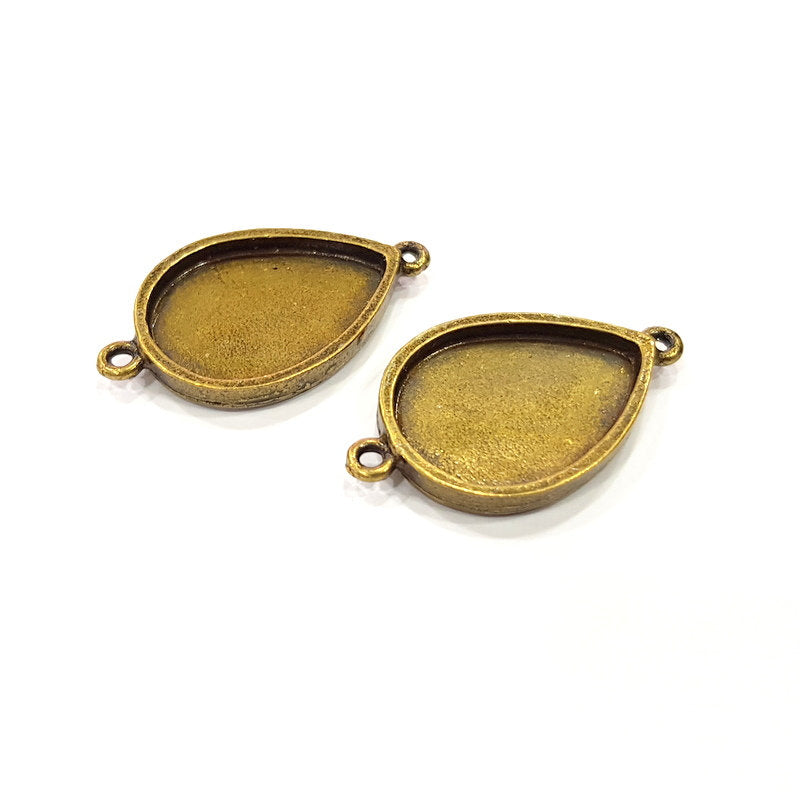 2 Antique Bronze Connector Pendant Blank inlay Blank Mosaic Blank Resin Blank Bezel Base Setting Mountings (25x18mm blank) G15380