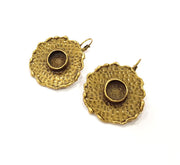 Earring Blank Base Settings Antique Bronze Resin Cabochon Base inlay Blank Mountings Antique Bronze Plated Brass (10mm  blank) 1 pair G15381