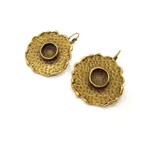 Earring Blank Base Settings Antique Bronze Resin Cabochon Base inlay Blank Mountings Antique Bronze Plated Brass (10mm  blank) 1 pair G15381