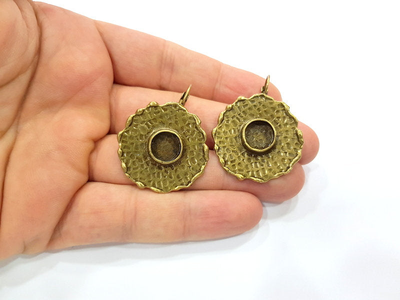 Earring Blank Base Settings Antique Bronze Resin Cabochon Base inlay Blank Mountings Antique Bronze Plated Brass (10mm  blank) 1 pair G15381