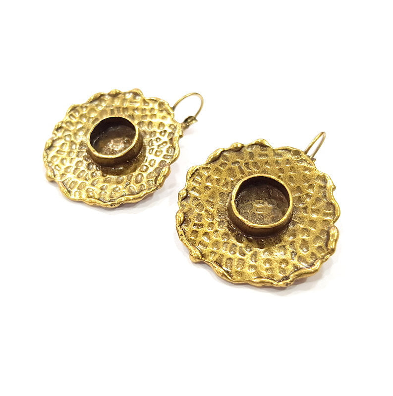 Earring Blank Base Settings Antique Bronze Resin Cabochon Base inlay Blank Mountings Antique Bronze Plated Brass (10mm  blank) 1 pair G15381
