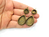 Earring Blank Backs Antique Bronze Resin Base inlay Cabochon Mountings Setting Antique Bronze Plated Brass (10+25x18mm blank) 1 pair G15389