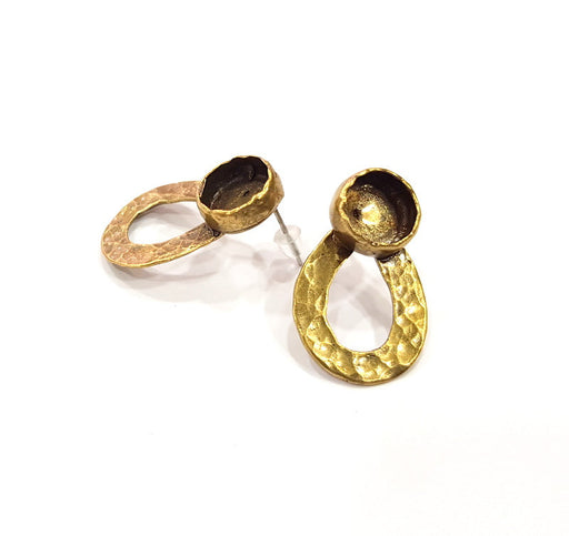 Earring Blank Backs Antique Bronze Resin Base inlay Cabochon Mountings Setting Antique Bronze Plated Brass (10mm blank) 1 pair G15390