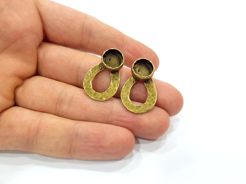 Earring Blank Backs Antique Bronze Resin Base inlay Cabochon Mountings Setting Antique Bronze Plated Brass (10mm blank) 1 pair G15390