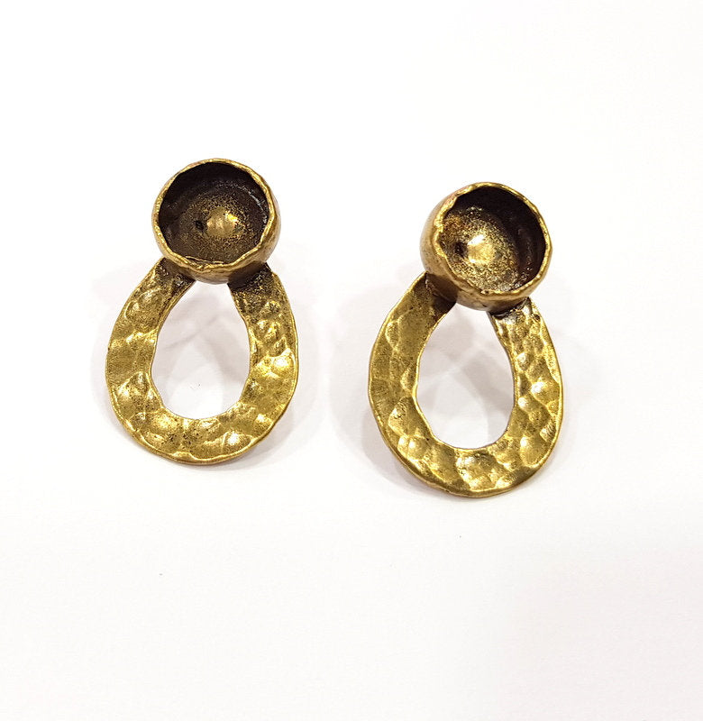 Earring Blank Backs Antique Bronze Resin Base inlay Cabochon Mountings Setting Antique Bronze Plated Brass (10mm blank) 1 pair G15390
