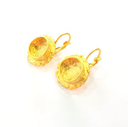 Earring Blank Base Settings Gold Resin Blank Cabochon Bases inlay Blank Mountings Gold Plated Brass (10mm blank) 1 Set  G14445