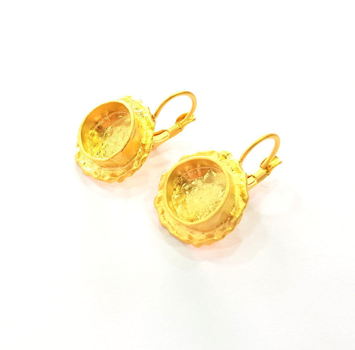 Earring Blank Base Settings Gold Resin Blank Cabochon Bases inlay Blank Mountings Gold Plated Brass (10mm blank) 1 Set  G14445
