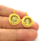 Earring Blank Base Settings Gold Resin Blank Cabochon Bases inlay Blank Mountings Gold Plated Brass (10mm blank) 1 Set  G14445