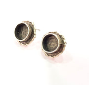 Earring Blank Base Settings Silver Resin Blank Cabochon Base inlay Blank Mountings Antique Silver Plated Brass (10mm blank) 1 Set  G14446
