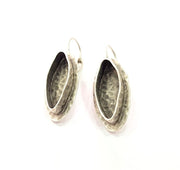 Earring Blank Base Settings Silver Resin Blank Cabochon Base inlay Blank Mountings Antique Silver Plated Brass (22x8mm blank) 1 Set  G14449