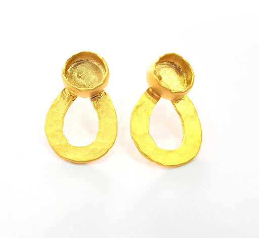 Earring Blank Base Settings Gold Resin Blank Cabochon Bases inlay Blank Mountings Gold Plated Brass (10mm blank) 1 Set  G14450