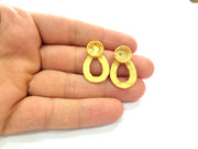 Earring Blank Base Settings Gold Resin Blank Cabochon Bases inlay Blank Mountings Gold Plated Brass (10mm blank) 1 Set  G14450