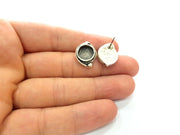 Earring Blank Base Settings Silver Resin Blank Cabochon Base inlay Blank Mountings Antique Silver Plated Brass (10mm blank) 1 Set  G14453