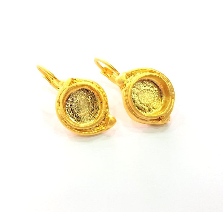 Earring Blank Base Settings Gold Resin Blank Cabochon Bases inlay Blank Mountings Gold Plated Brass (10mm blank) 1 Set  G14454