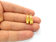 2 Gold Plated Brass Flower Cone Charms G14463
