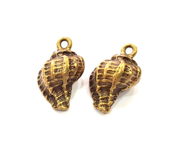 2 Oyster Charms Shell Charm Mussel Charms Sea Ocean Antique Bronze Charm Antique Bronze Plated Metal  (25x15mm) G14470