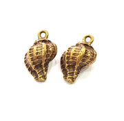 2 Oyster Charms Shell Charm Mussel Charms Sea Ocean Antique Bronze Charm Antique Bronze Plated Metal  (25x15mm) G14470
