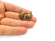 2 Oyster Charms Shell Charm Mussel Charms Sea Ocean Antique Bronze Charm Antique Bronze Plated Metal  (25x15mm) G14470
