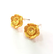 Earring Blank Base Settings Gold Resin Blank Cabochon Bases inlay Blank Mountings Gold Plated Brass (6mm blank) 1 Set  G14480