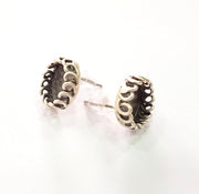Earring Blank Base Settings Silver Resin Blank Cabochon Base inlay Blank Mountings Antique Silver Plated Brass (10mm blank) 1 Set  G14482