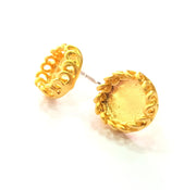 Earring Blank Base Settings Gold Resin Blank Cabochon Bases inlay Blank Mountings Gold Plated Brass (10mm blank) 1 Set  G14483
