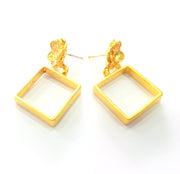Earring Blank Base Settings Gold Resin Blank Cabochon Bases inlay Blank Mountings Gold Plated Brass (6mm blank) 1 Set  G14489