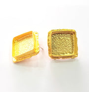 Earring Blank Base Settings Gold Resin Blank Cabochon Bases inlay Blank Mountings Gold Plated Brass (18x18mm blank) 1 Set  G14491