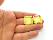 Earring Blank Base Settings Gold Resin Blank Cabochon Bases inlay Blank Mountings Gold Plated Brass (18x18mm blank) 1 Set  G14491