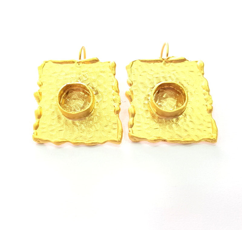 Earring Blank Base Settings Gold Resin Blank Cabochon Bases inlay Blank Mountings Gold Plated Brass (10mm blank) 1 Set  G14493