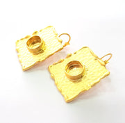 Earring Blank Base Settings Gold Resin Blank Cabochon Bases inlay Blank Mountings Gold Plated Brass (10mm blank) 1 Set  G14493