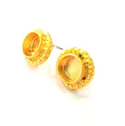 Earring Blank Base Settings Gold Resin Blank Cabochon Bases inlay Blank Mountings Gold Plated Brass (10mm blank) 1 Set  G14495