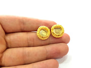 Earring Blank Base Settings Gold Resin Blank Cabochon Bases inlay Blank Mountings Gold Plated Brass (10mm blank) 1 Set  G14495