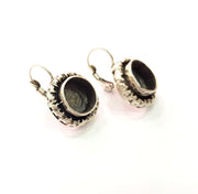 Earring Blank Base Settings Silver Resin Blank Cabochon Base inlay Blank Mountings Antique Silver Plated Brass (10mm blank) 1 Set  G14497
