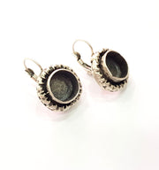 Earring Blank Base Settings Silver Resin Blank Cabochon Base inlay Blank Mountings Antique Silver Plated Brass (10mm blank) 1 Set  G14497