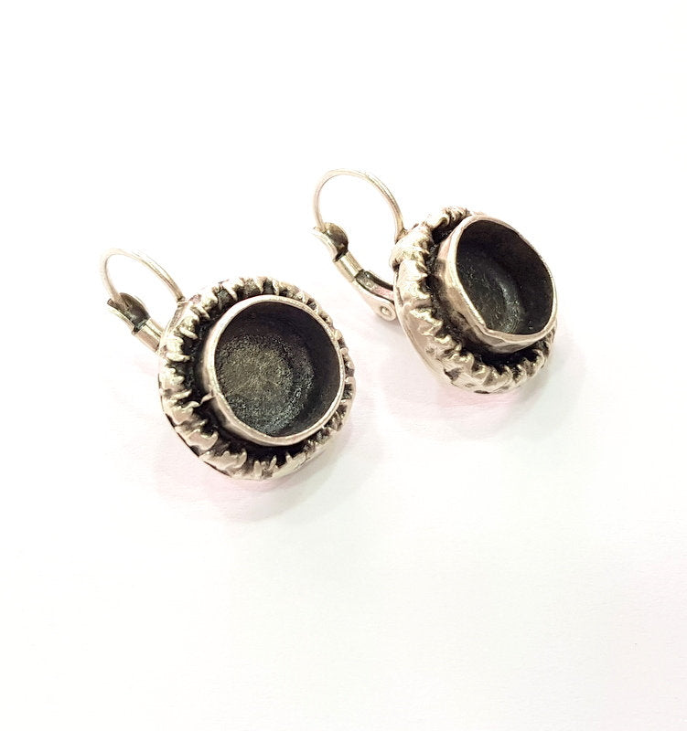 Earring Blank Base Settings Silver Resin Blank Cabochon Base inlay Blank Mountings Antique Silver Plated Brass (10mm blank) 1 Set  G14497