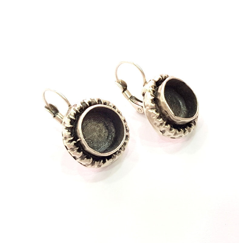 Earring Blank Base Settings Silver Resin Blank Cabochon Base inlay Blank Mountings Antique Silver Plated Brass (10mm blank) 1 Set  G14497