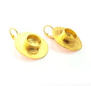 Earring Blank Base Settings Gold Resin Blank Cabochon Bases inlay Blank Mountings Gold Plated Brass (10mm blank) 1 Set  G14499
