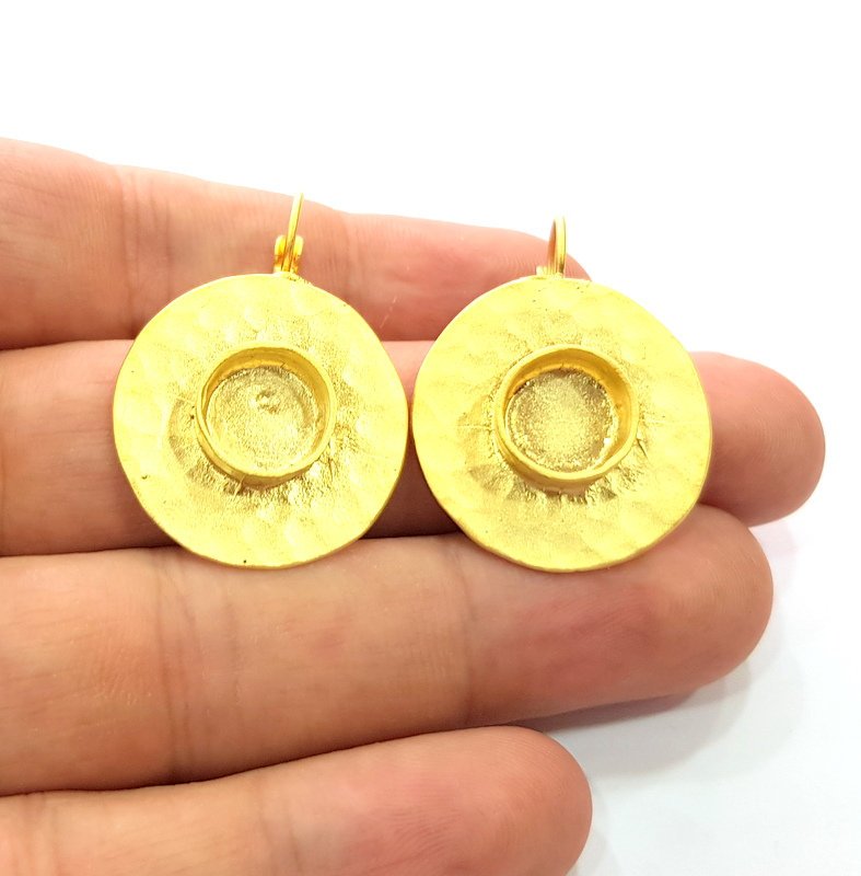 Earring Blank Base Settings Gold Resin Blank Cabochon Bases inlay Blank Mountings Gold Plated Brass (10mm blank) 1 Set  G14499